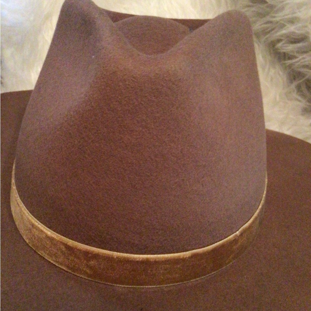 Rare ! Flash 🐰🐰 SALE ! Wyeth  brown velvet band rancher hat - Picture 6 of 6